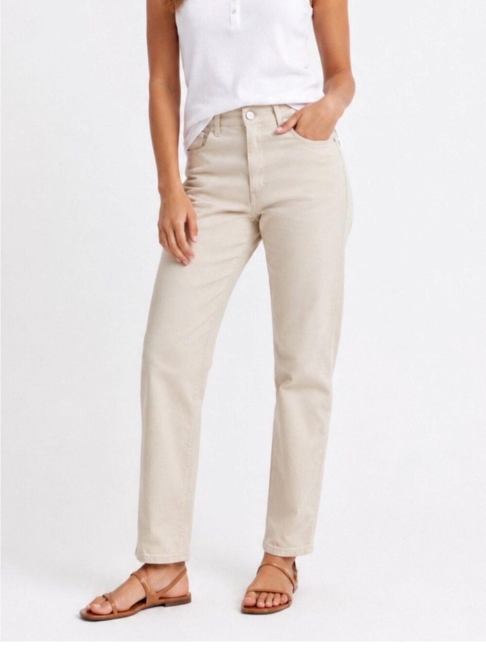 L.L. Bean Straight-Leg Jeans in Light Tan